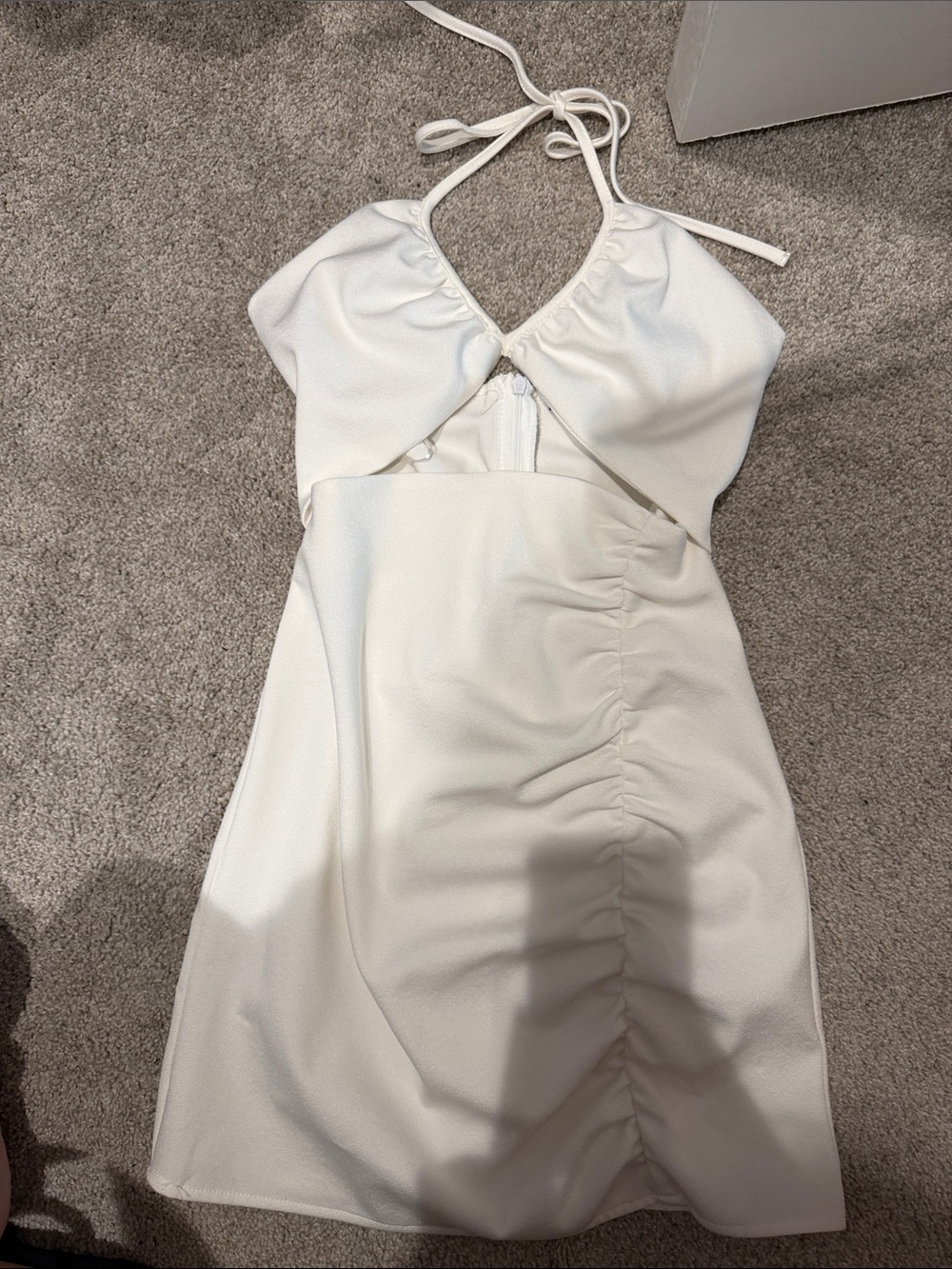 Zara White Halter Cutout Mini Dress